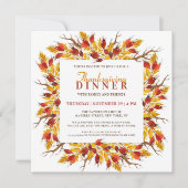 Invitation Aquarelle Chute Florale Thanksgiving Dîner (Devant)