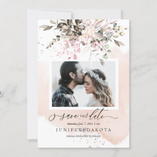 Invitation Aquarelle Chute Folid Rosé rose pâle Rose