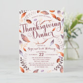 Invitation Aquarelle Chute Folig Dîner de Thankgiving (Debout devant)