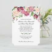 Invitation Aquarelle Chute Hiver Bourgogne Feuil de Rose flor (Debout devant)