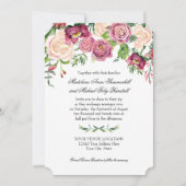 Invitation Aquarelle Chute Hiver Bourgogne Feuil de Rose flor (Devant)