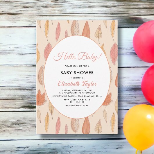 Invitation Aquarelle Chute laisse Boho Baby shower Floral
