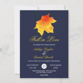 Invitation Aquarelle chute laisse marine bleu Mariage floral (Devant)