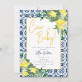 Invitation Aquarelle Ciao, Bébé ! Baby shower de citron itali (Devant)