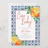 Invitation Aquarelle Ciao, Bébé ! Baby shower orange (Devant)
