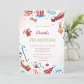 Invitation Aquarelle Cirque Carnaval Coeurs Anniversaire (Debout devant)