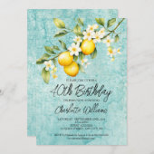 Invitation Aquarelle Citron à thème 40e anniversaire (Devant / Derrière)