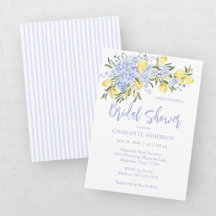 Aquarelle Citron Citrus Bleu Shower de Mariée