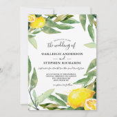 Invitation Aquarelle Citron couronne Mariage Boho (Devant)