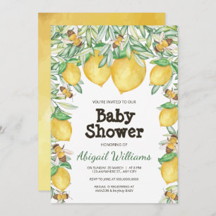 Invitation Aquarelle citron et abeille Baby shower vert Invit