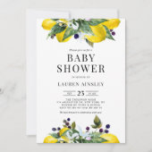 Invitation Aquarelle Citron et Blackberry Baby shower d'été (Devant)