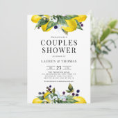 Invitation Aquarelle Citron et Blackberry Couples Douche (Debout devant)