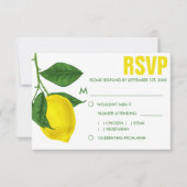 Invitation Aquarelle Citron et Feuille | Choix de repas RSVP (Devant)