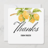 Invitation Aquarelle Citron et Fleurs d'Amandier Merci pour v (Devant)