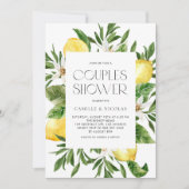 Invitation Aquarelle Citron Frame Botanique Couples Douche (Devant)