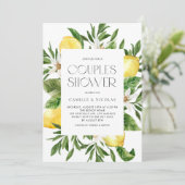 Invitation Aquarelle Citron Frame Botanique Couples Douche (Debout devant)