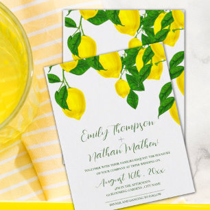 Invitation Aquarelle Citron Jaune Clair Mariage Citron