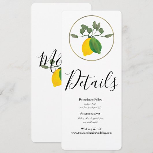 Invitation Aquarelle Citron Limoncillo Lime (Devant / Derrière)