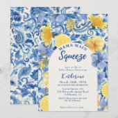 Invitation Aquarelle citron mama principal presser la douche  (Devant / Derrière)