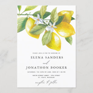 Invitation Aquarelle Citron Mariage