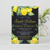 Invitation Aquarelle Citron Marine Bleu Bois Doux 16 (Debout devant)