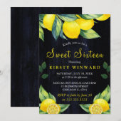 Invitation Aquarelle Citron Marine Bleu Bois Doux 16 (Devant / Derrière)