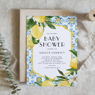 Invitation Aquarelle Citron Méditerranée Baby shower d'été