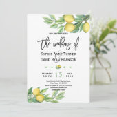 Invitation Aquarelle Citron Tropical Mariage (Debout devant)
