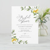 Invitation aquarelle citron verdure fleurie douche nuptiale (Debout devant)