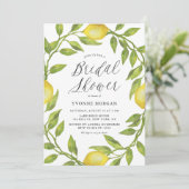 Invitation Aquarelle Citron vert Fête des mariées couronne (Debout devant)