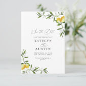 Invitation aquarelle citron vert fleuri (Debout devant)