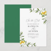 Invitation aquarelle citron vert fleuri (Devant / Derrière)