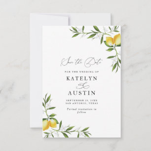 Invitation aquarelle citron vert fleuri
