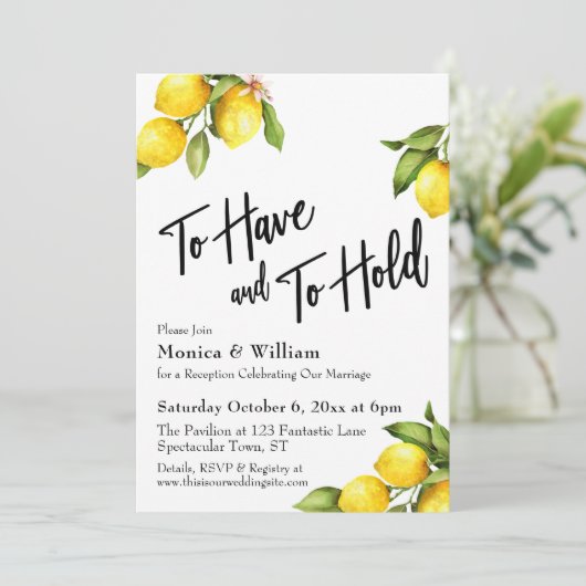 Invitation Aquarelle Citrons À Avoir et À Tenir Typographie (Debout devant)