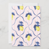 Invitation Aquarelle Citrons Baby shower à rayures roses (Dos)