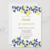 Invitation Aquarelle Citrons Bleu Méditerranée Anniversaire (Devant)