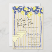 Invitation Aquarelle Citrons Bleus Martini Jaunes Stripes (Devant)