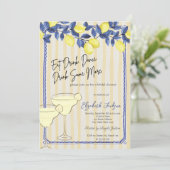 Invitation Aquarelle Citrons Bleus Martini Jaunes Stripes (Debout devant)