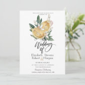 Invitation Aquarelle Citrons Botanique Mariage (Debout devant)