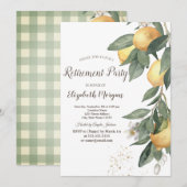 Invitation Aquarelle Citrons Carreaux Verts Retraite (Devant / Derrière)