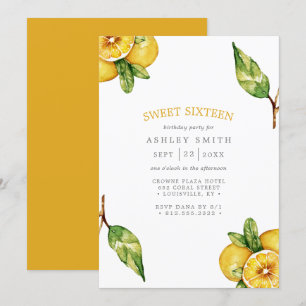 Invitation Aquarelle Citrons Citrus Moderne Douce 16