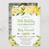 Invitation Aquarelle Citrons et fleurs 50e anniversaire (Devant / Derrière)