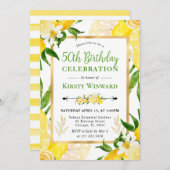 Invitation Aquarelle Citrons et fleurs 50e anniversaire (Devant / Derrière)