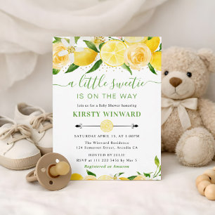Invitation Aquarelle Citrons et Fleurs Baby Shower