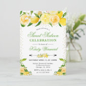 Invitation Aquarelle Citrons et Fleurs Douce 16 (Debout devant)