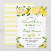 Invitation Aquarelle Citrons et Fleurs Douce 16 (Devant / Derrière)