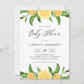 Invitation Aquarelle Citrons et Oranges Baby shower d'été (Devant)