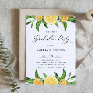 Invitation Aquarelle Citrons et Oranges Graduation Party