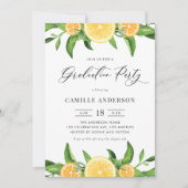 Invitation Aquarelle Citrons et Oranges Graduation Party (Devant)