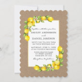 Invitation Aquarelle Citrons et verdure Mariage Kraft (Devant)
